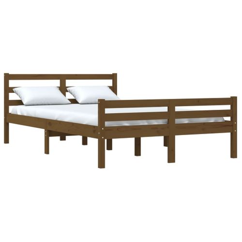 Cadre De Lit Sans Matelas Marron Miel Bois Massif 140x190 Cm