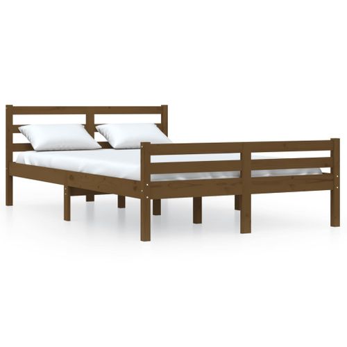 Cadre De Lit Sans Matelas Marron Miel Bois Massif 140x190 Cm