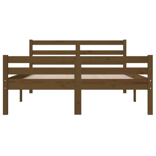 Cadre De Lit Sans Matelas Marron Miel Bois Massif 140x190 Cm
