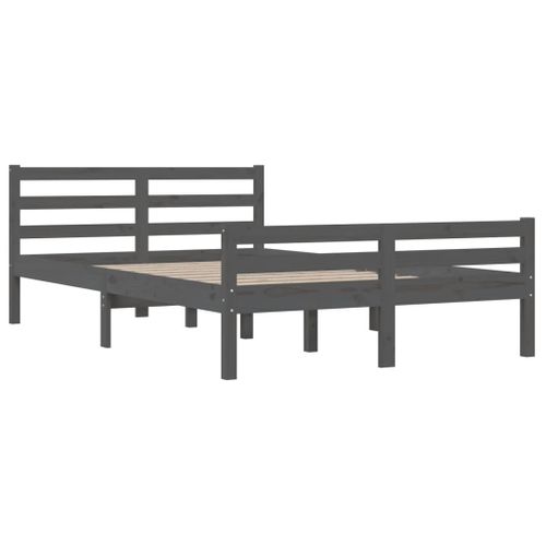 Cadre De Lit Sans Matelas Gris Bois Massif 120x200 Cm