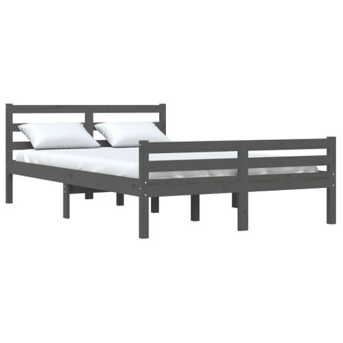 Cadre De Lit Sans Matelas Gris Bois Massif 120x200 Cm
