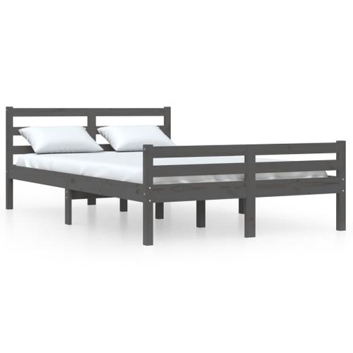 Cadre De Lit Sans Matelas Gris Bois Massif 120x200 Cm