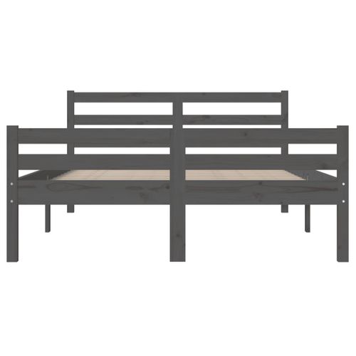 Cadre De Lit Sans Matelas Gris Bois Massif 120x200 Cm