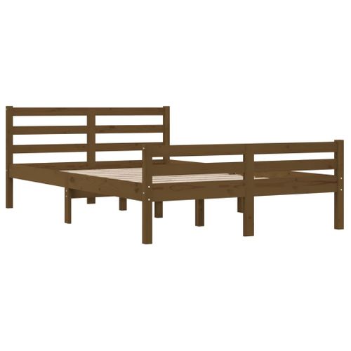 Cadre De Lit Sans Matelas Marron Miel Bois Massif 150x200 Cm