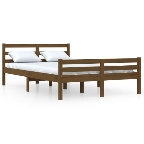 Cadre De Lit Sans Matelas Marron Miel Bois Massif 150x200 Cm