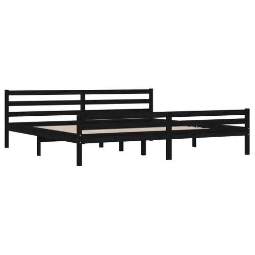 Cadre De Lit Sans Matelas Noir Bois Massif 200x200 Cm