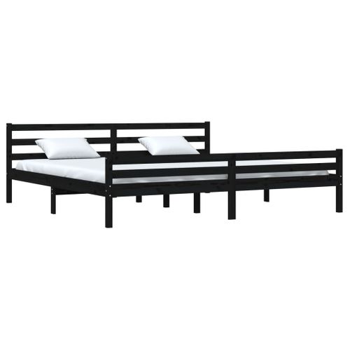 Cadre De Lit Sans Matelas Noir Bois Massif 200x200 Cm