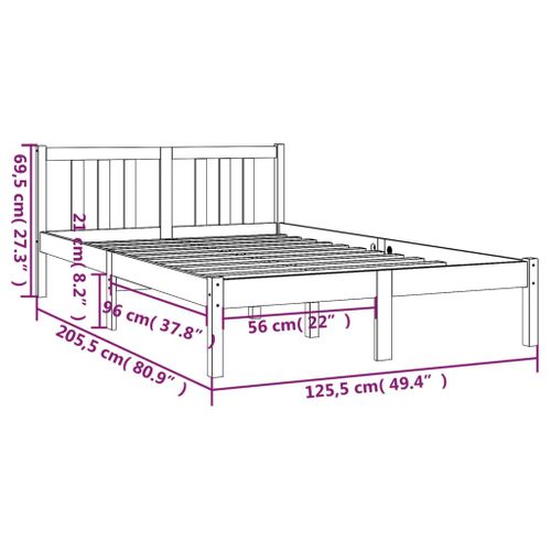Cadre De Lit Sans Matelas Bois Massif 120x200 Cm