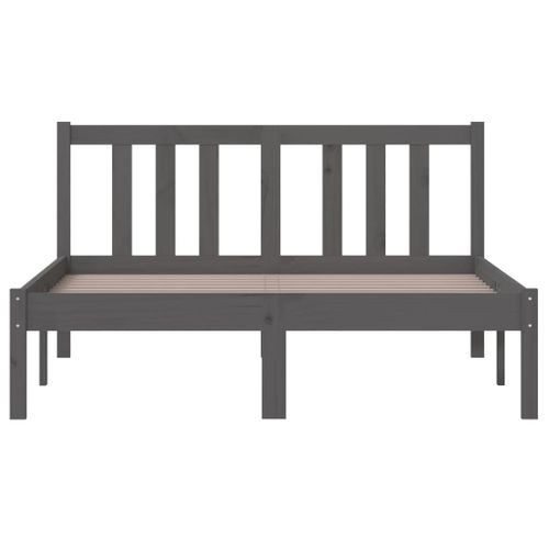 Cadre De Lit Gris Bois Massif 120x200 Cm