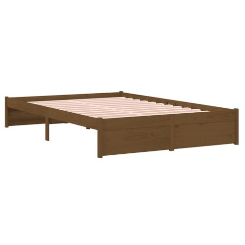 Cadre De Lit Sans Matelas Marron Miel Bois Massif 120x190 Cm