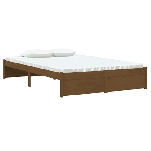 Cadre De Lit Sans Matelas Marron Miel Bois Massif 120x190 Cm