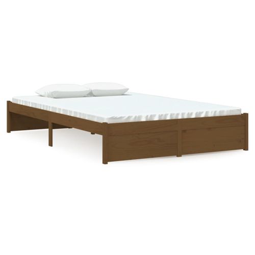 Cadre De Lit Sans Matelas Marron Miel Bois Massif 120x190 Cm