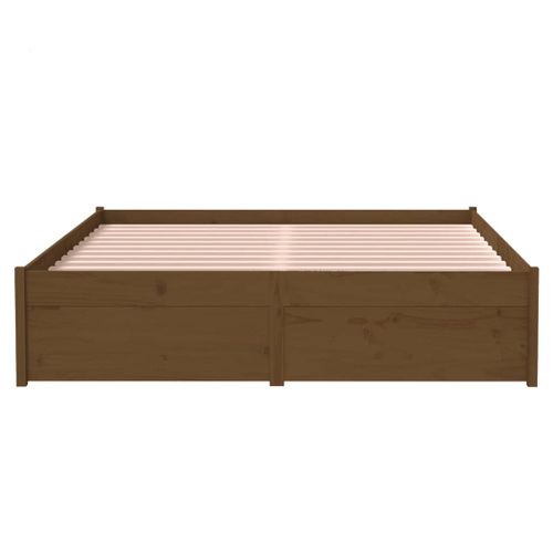 Cadre De Lit Sans Matelas Marron Miel Bois Massif 120x190 Cm