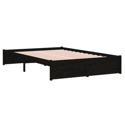 Cadre De Lit Sans Matelas Noir Bois Massif 120x190 Cm