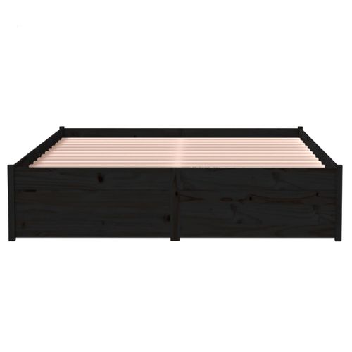 Cadre De Lit Sans Matelas Noir Bois Massif 120x190 Cm