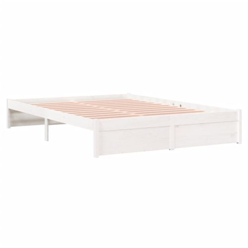 Cadre De Lit Sans Matelas Blanc Bois Massif 140x190 Cm