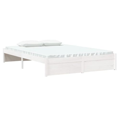 Cadre De Lit Sans Matelas Blanc Bois Massif 140x190 Cm