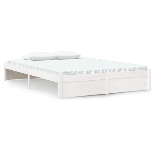 Cadre De Lit Sans Matelas Blanc Bois Massif 140x190 Cm