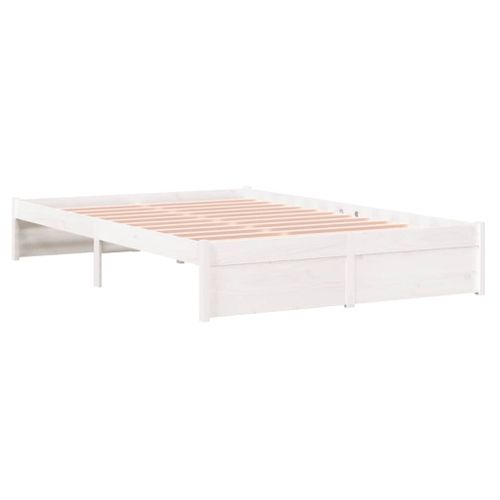 Cadre De Lit Sans Matelas Blanc Bois Massif 120x200 Cm