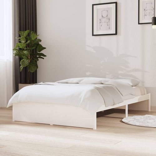 Cadre De Lit Sans Matelas Blanc Bois Massif 120x200 Cm