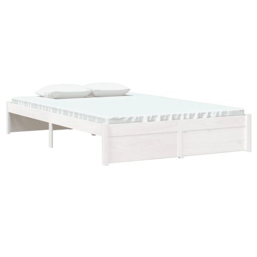 Cadre De Lit Sans Matelas Blanc Bois Massif 120x200 Cm