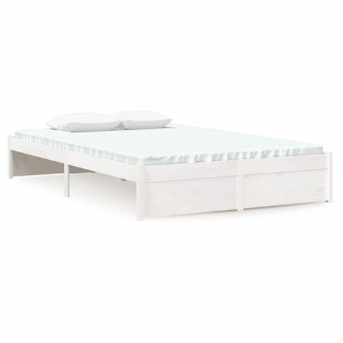 Cadre De Lit Sans Matelas Blanc Bois Massif 120x200 Cm