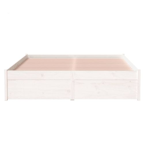 Cadre De Lit Sans Matelas Blanc Bois Massif 120x200 Cm