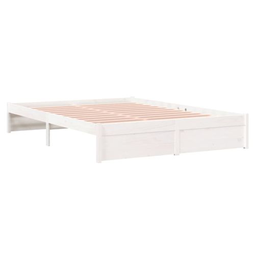 Cadre De Lit Sans Matelas Blanc Bois Massif 140x200 Cm