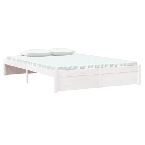 Cadre De Lit Sans Matelas Blanc Bois Massif 140x200 Cm