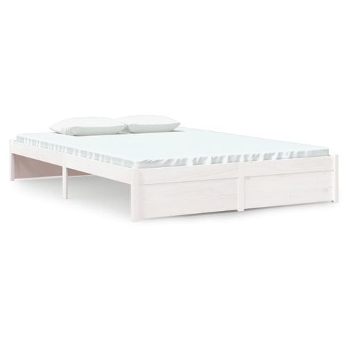 Cadre De Lit Sans Matelas Blanc Bois Massif 140x200 Cm