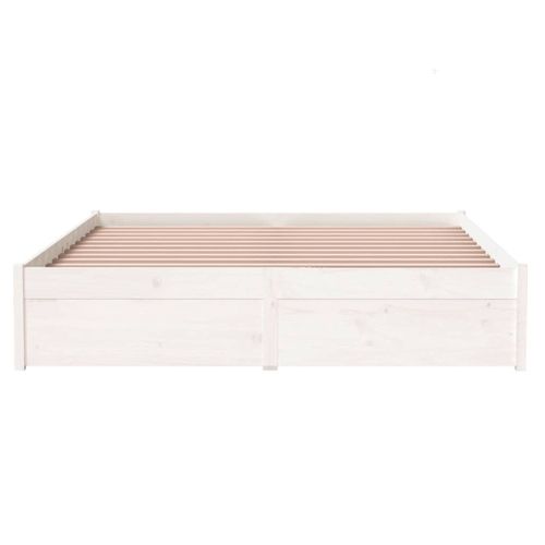 Cadre De Lit Sans Matelas Blanc Bois Massif 140x200 Cm