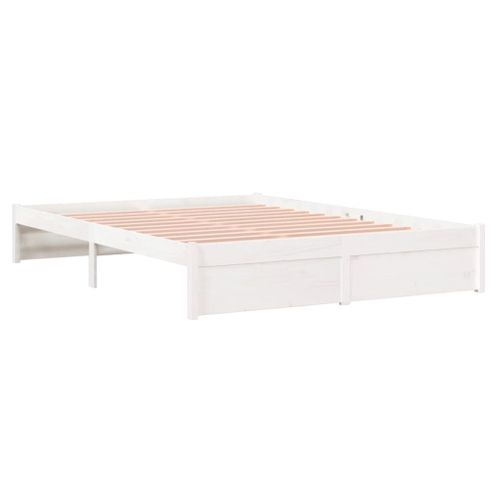 Cadre De Lit Sans Matelas Blanc Bois Massif 160x200 Cm