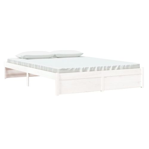 Cadre De Lit Sans Matelas Blanc Bois Massif 160x200 Cm