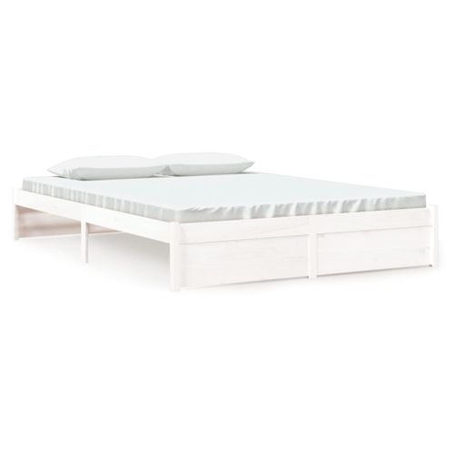 Cadre De Lit Sans Matelas Blanc Bois Massif 160x200 Cm
