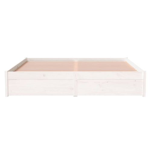 Cadre De Lit Sans Matelas Blanc Bois Massif 160x200 Cm