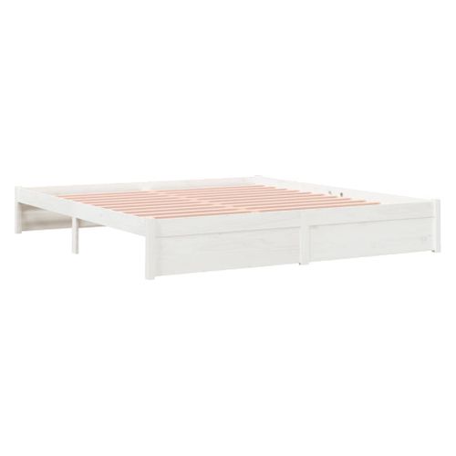 Cadre De Lit Sans Matelas Blanc Bois Massif 180x200 Cm