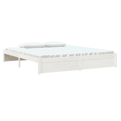 Cadre De Lit Sans Matelas Blanc Bois Massif 180x200 Cm