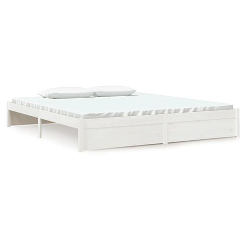 Cadre De Lit Sans Matelas Blanc Bois Massif 180x200 Cm