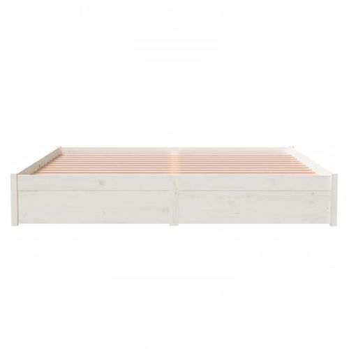 Cadre De Lit Sans Matelas Blanc Bois Massif 180x200 Cm