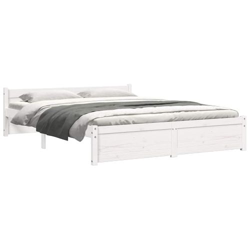 Cadre De Lit Sans Matelas Blanc Bois Massif 140x190 Cm