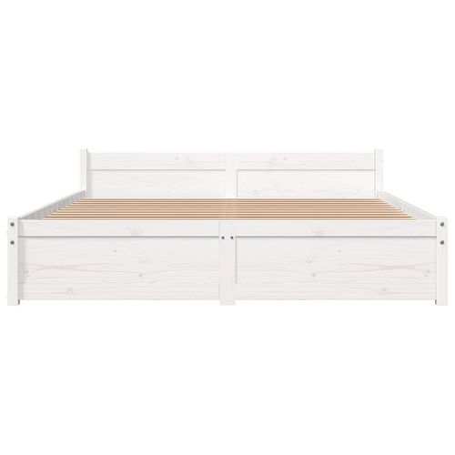 Cadre De Lit Sans Matelas Blanc Bois Massif 140x190 Cm