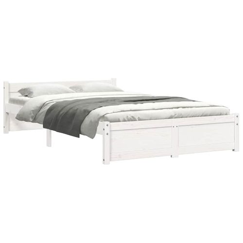 Cadre De Lit Sans Matelas Blanc Bois Massif 120x200 Cm