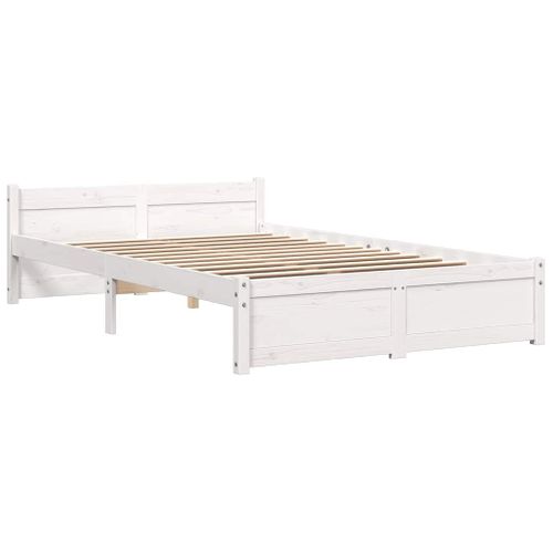 Cadre De Lit Sans Matelas Blanc Bois Massif 120x200 Cm