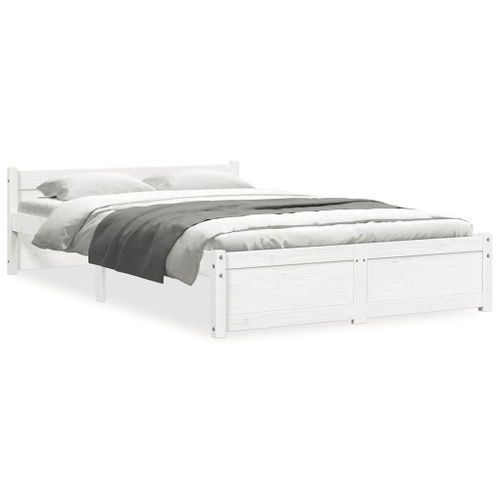 Cadre De Lit Sans Matelas Blanc Bois Massif 120x200 Cm