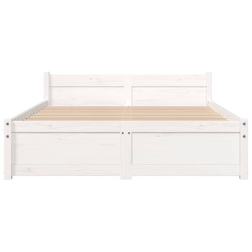 Cadre De Lit Sans Matelas Blanc Bois Massif 120x200 Cm