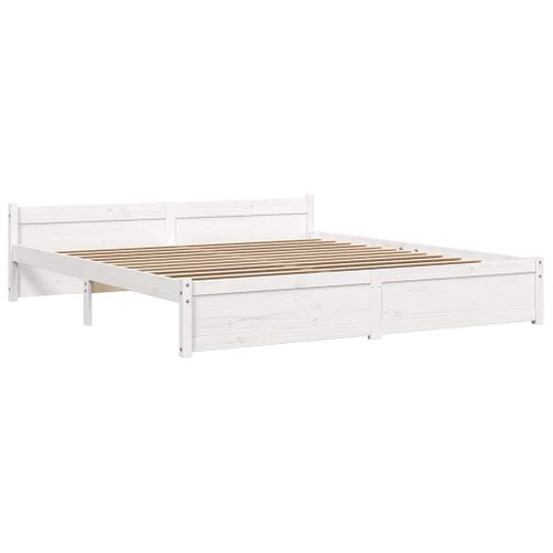 Cadre De Lit Sans Matelas Blanc Bois Massif 180x200 Cm