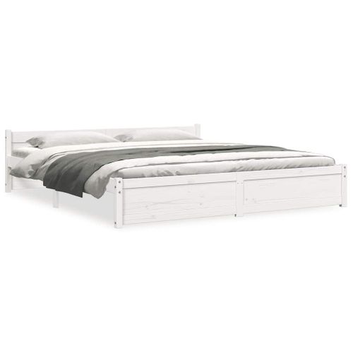 Cadre De Lit Sans Matelas Blanc Bois Massif 180x200 Cm