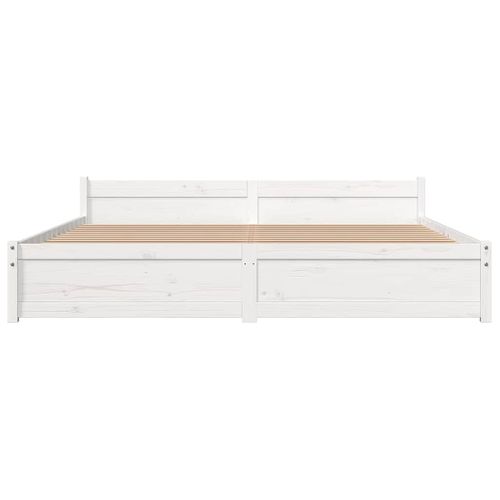 Cadre De Lit Sans Matelas Blanc Bois Massif 180x200 Cm