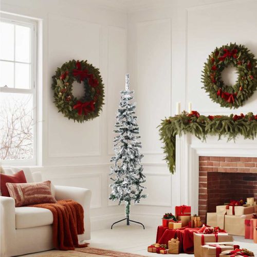 Demi Sapin De Noël Artificiel 150 Cm - Design Demi-Rond Contre Le Mur - PVC Touffu - Support Acier - 340 Branches