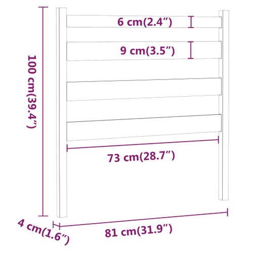 Tête De Lit Noir 81x4x100 Cm Bois Massif De Pin